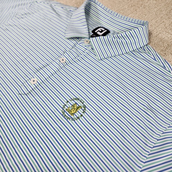 FootJoy Polo Shirt Mens 2XL US Open The Country Club Performance Lisle Striped - Picture 1 of 11